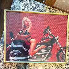 Harley-Davidson Framed Motorcycle Pin-Up Style Poster Print Image picture