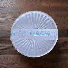 Tupperware Round Plastic Bowl & Lid Set, White and Navy Blue, Adult Use picture