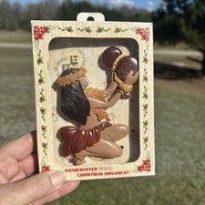 Aloha Wood Art Hula Girl w/Ipu Dancer 3D Christmas Ornament Handcrafted Artwork picture