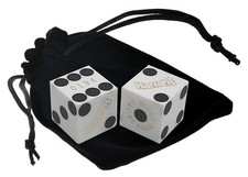 Genuine Harrah's Vegas Casino Craps Dice Opaque White Matching Serial #s +P ouch picture