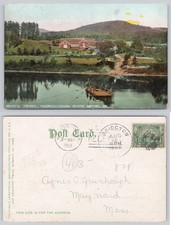 Bean's Ferry Androscoggin River Bethel Maine Postcard 1907 Hugh C. Leighton picture