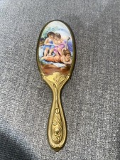 Antique Victorian Art Nouveau Portrait Children Celluloid Hair Brush picture