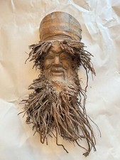 bamboo hand carved wall hanging face from Thailand very unique all one of a kind picture