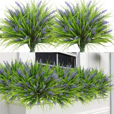 Sggvecsy 24 Bundles Artificial Plants Faux Lavender Monkey Grass Purple UV picture