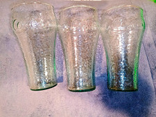 Coca-Cola Embossed Textured Clear Glasses Set of 3 Soda Theme picture