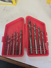 10 Pc Vtg. Chrome Steel Drill Bits / Case-Allied-Used Set-May need Sharpening- picture