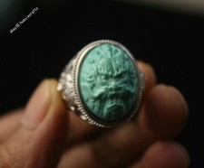 Rare China Inner Mongolia Stone ring Miao silver inlay stone ring Collection picture