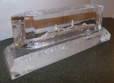 Vintage Lucite Ship Souvenir Signed Clear Michael Cox picture