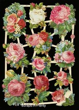 German Embossed Vintage Style Scrap Die Cut - Stunning Roses / Flowers   EF7411 picture
