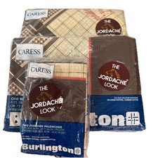 VTG Burlington Caress Jordache Look Calif. King Flat & Fitted Sheet Set Pillowca picture