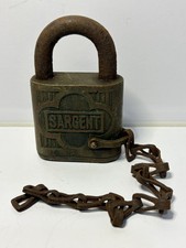 Vintage Sargent  Brass Padlock with chain No Key  picture