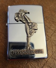 1993 All Chrome 1935 VARGA GIRL Zippo Cigarette Lighter Windy Unused New picture