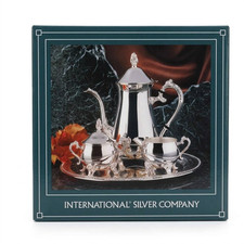 New In Box Vintage International Silver Company 4 Piece Coffee Tea Service Tray picture