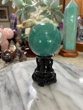Amazonite high grade sphere with black resin stand 2.80” picture