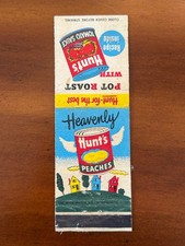 Vintage Hunt's Tomato Sauce Peaches Matchbook Cover Recipe Ad picture