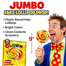 JUMBO PLASTIC FAKE LOLLIPOP 9” Clown Prop Wizard Of Oz Munchkin Costume Joke Big picture