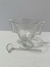 jeanette vintage glass sugar bowl with glass spoon  picture
