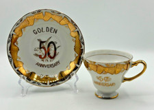 Vintage Norcrest Fine China 50th Golden Anniversary Cup & Saucer Set - C-247 picture