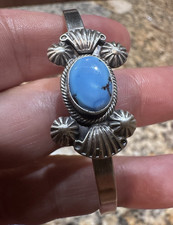 Genevieve Francisco Navajo Handmade Sterling Silver Golden Hills Turquoise Cuff picture