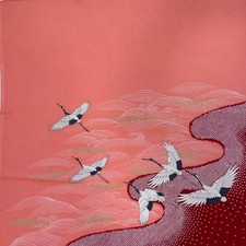 Japanese Furoshiki Tapestry Scarf Cranes over Waves, 28
