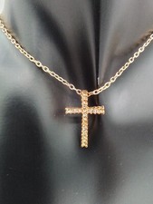 DAINTY RHINESTONE VINTAGE ESTATE CROSS & 17