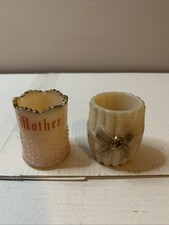 2 Vtg Toothpick Holder Holders Cambridge Glass “Mother” & The Stogie City, W.VA picture