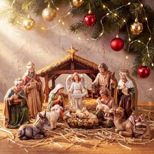 12 Pcs Christmas Nativity Scene Set, Wooden Christmas Decor picture