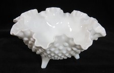 FENTON Hobnail Milk Glass 3 Toed Bowl 3635 MI 8