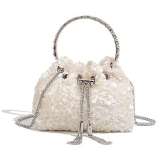 Sequin Beaded Clutch Purse Small Bucket Evening Bag Unique Crossbody Sparkly ... picture