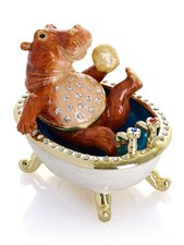 Keren Kopal Hippo Taking a Bath  Trinket box Decorated with Austrian Crystals picture