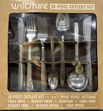 Vintage Estate 28pc Wiltshire Stainless Steel Cutlery Set Boxed Harvest Pattern picture