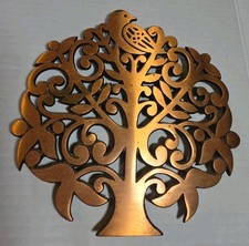 Tree of Life with Bird Cast Iron with Copper Finish Trivet picture