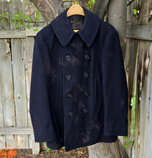 Vtg 40s WWII USN Wool Peacoat 10 Button Stenciled Naval Clothing Factory SZ 38 picture