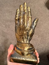 Vintage Bookends Praying Hands Heavy Brass Metal 8 1/2