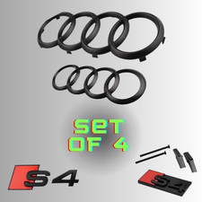 New Audi S4 Black Matt 4PCS Front Rear Rings Badge Grille Boot Lid Trunk Emblem picture