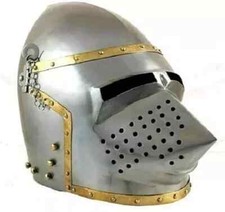 Medieval Combat Bascinet Helmet Pig Face Helmet SCA HNB 18 Ga Steel Halloween picture