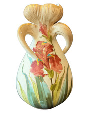 Antique Amphora Austria Art Nouveau Vase Iris Design Trefoil Handles 7 