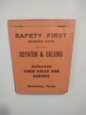 Vintage Ford Sales Service Advertising Paper Cups Corsicana TX Boynton Caulkins picture