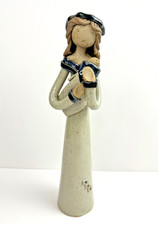 Vintage Studio Artist Art Pottery Tall Slim Mother Holding Child Sculpture Love picture