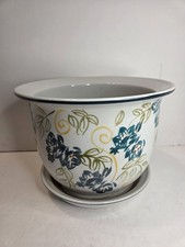 Vintage Norcal Ceramic Glazed Flower Planter w/ Attached Drain Tray 7