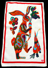 ZUCCHI Milano Italian Tea Towel 60s 70s PSYCHEDELIC RABBIT Indanthren picture