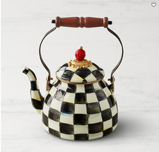 MacKenzie-Childs Courtly Check Tea Kettle Stovetop Teapot Kitchen Cookware picture