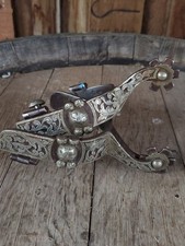 Antique American Cowboy old West Les Vogt performax SPURS silver engraved picture
