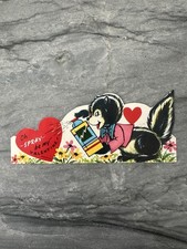 Vintage Valentine Cute Skunk Spray Perfume Flower Heart Cute Bow Kitsch picture