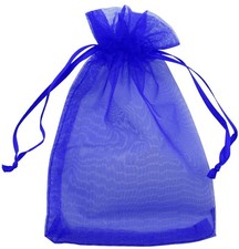 Allgala 100 Count Blue Organza Gift Bags with Drawstring, 4x6 Inches picture