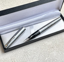 Vintage Sheaffer Imperial 444 Fountain Pen B Nib Brushed Chrome CT Aust BS107 picture