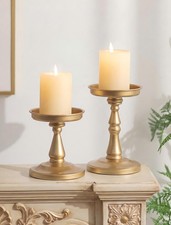 NUPTIO Large Gold Pillar Candle Large: 7.9