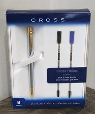 Cross “Helios” Chrome & Gold Plated Pen Plus 2 Ballpoint Refills Gift Box • NEW  picture