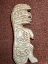 VINTAGE SALISH KWAKIUTL NORTHWEST COAST TOTEM CARVING EAGLE SALMON picture