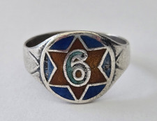 WWI 1918-19 US Army 6th Infantry Division Red Star 935 Silver Enamel Ring picture